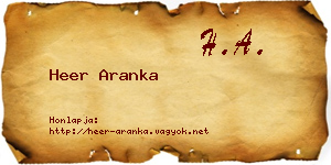 Heer Aranka névjegykártya